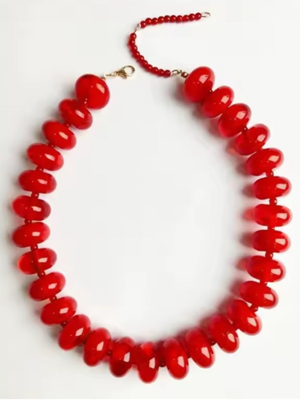 Red Statement Bead Necklace - Picture 2 of 2